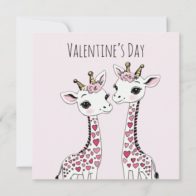 Tarjeta Valentines Adorable Giraffes Valentines (Anverso)