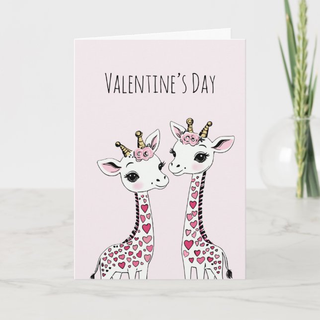 Tarjeta Valentines Adorable Giraffes Valentines (Anverso)