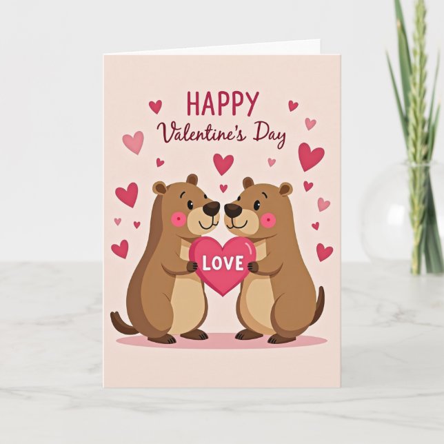Tarjeta Valentines Cute Bear Couple Love Card (Anverso)