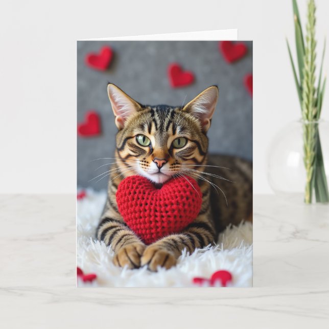 Tarjeta Valentines Cute Cat Heart Card (Anverso)