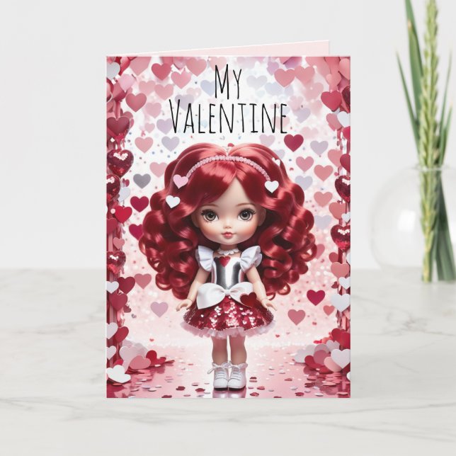 Tarjeta Valentines Cute Doll Valentines (Anverso)