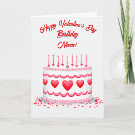 Tarjeta Valentine's Day Birthday Cake Customizable Candles
