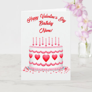 Tarjeta Valentine's Day Birthday Cake Customizable Candles