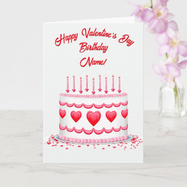 Tarjeta Valentine's Day Birthday Cake Customizable Candles (Orquídea)