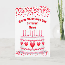Tarjeta Valentine's Day Birthday Cake Customizable Candles