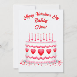 Tarjeta Valentine's Day Birthday Cake Customizable Candles