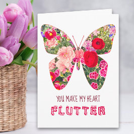 Tarjeta Valentine's Day Butterfly - Love Floral Flowers