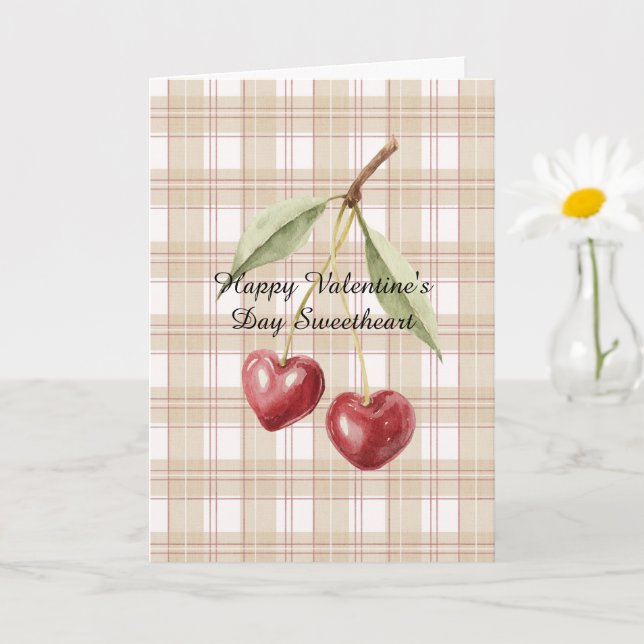 Tarjeta Valentine's Day Cherry Hearts Love (Planta pequeña)