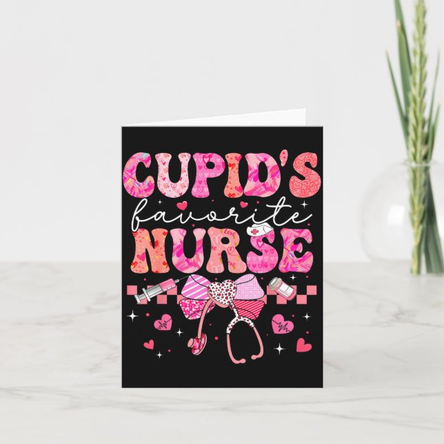 Tarjeta Valentines Day Cud’s Favorite Nurse Heart Girl Wom (Anverso)