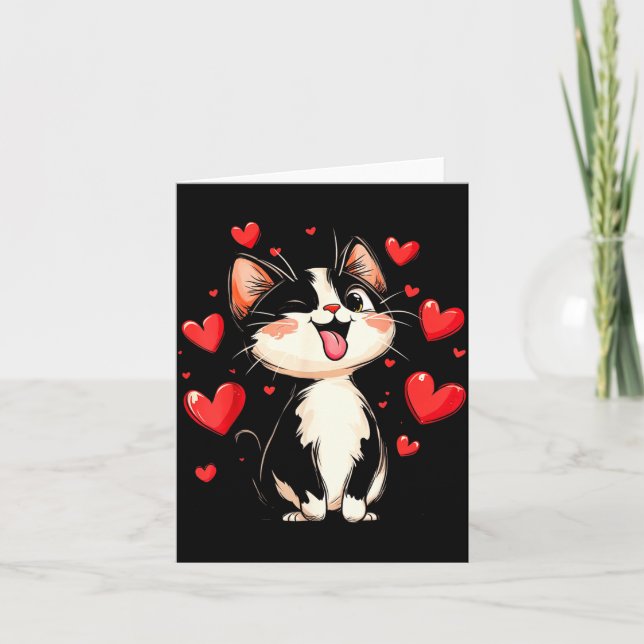 Tarjeta Valentines Day Design With A Cat On It  (Anverso)