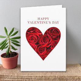 Tarjeta Valentine's Day for Wife, Romantic Red Roses Heart