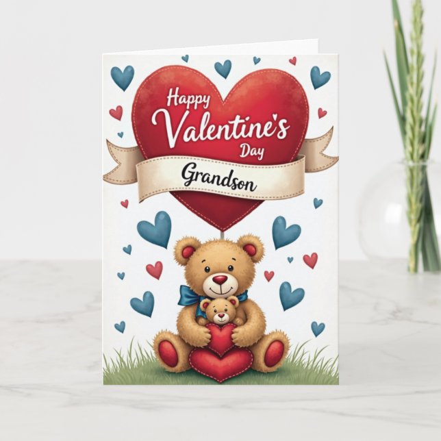 Tarjeta Valentines Day Grandson Heart Card (Anverso)