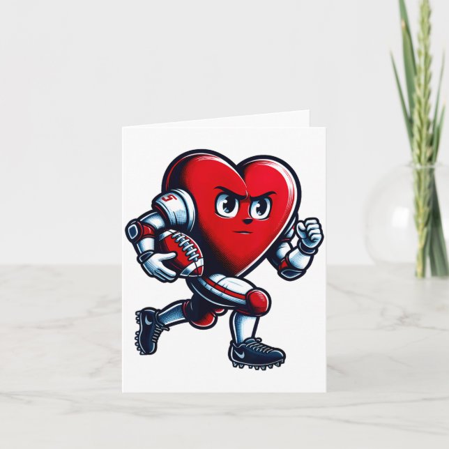Tarjeta Valentines Day Heart Football Player Team Srts  (Anverso)