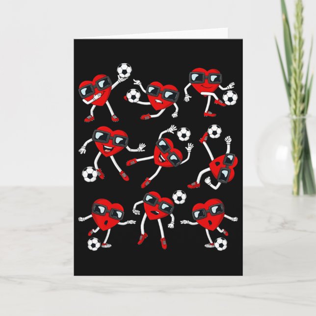 Tarjeta Valentines Day Heart Soccer Player Funny Boys Girl (Anverso)