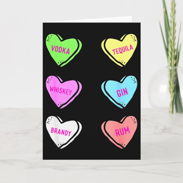 Tarjeta Valentines Day Hearts Drinking Liquor Lovers Anti  (Anverso)
