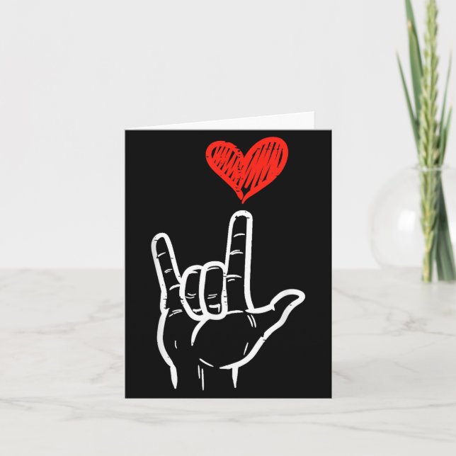 Tarjeta Valentines Day I Love You Hand Sign Asl Heart Wome (Anverso)