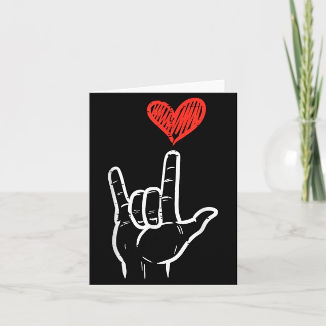 Tarjeta Valentines Day I Love You Hand Sign Asl Heart Wome (Anverso)