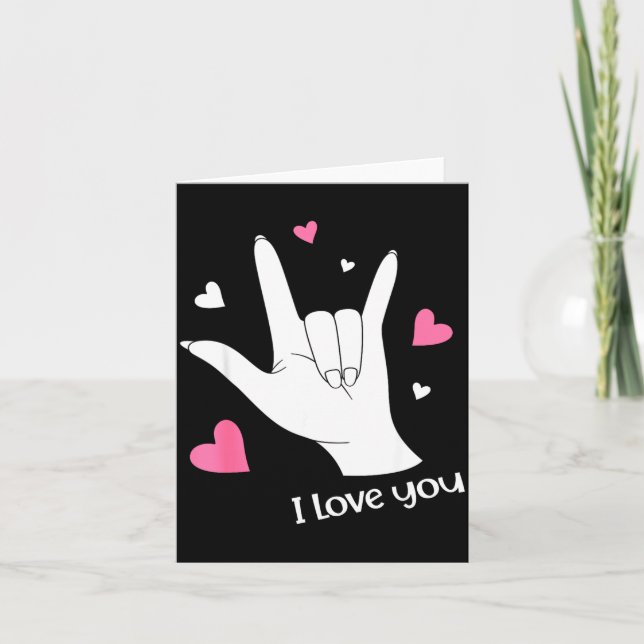 Tarjeta Valentines Day I Love You Hand Sign Language Asl H (Anverso)