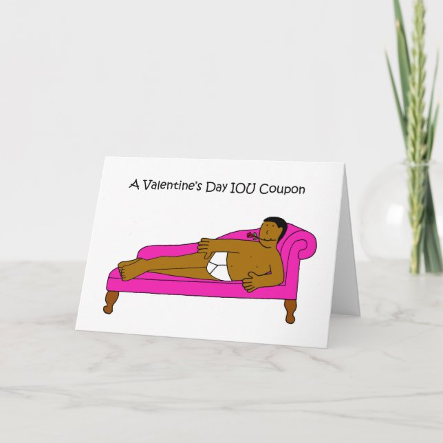 Tarjeta Valentine's Day IOU Coupon African American Man (Anverso)