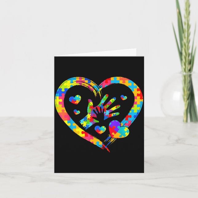 Tarjeta Valentines Day Love Heart Autism Awareness Puzzle  (Anverso)