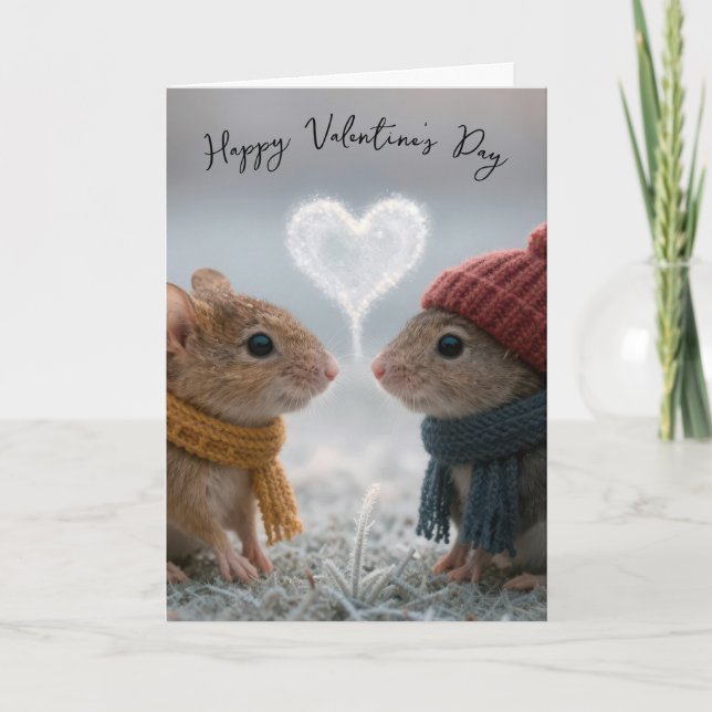 Tarjeta Valentine's Day Mice With a Frosty Heart (Anverso)