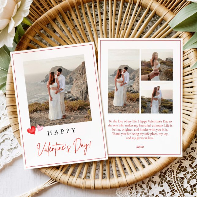 Tarjeta Valentine's Day Photo Card, Pink Red Hearts V'day (Subido por el creador)