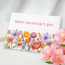 Tarjeta Valentine's Day Romantic Floral Pink Purple Flower