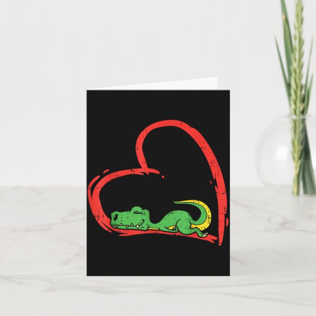 Tarjeta Valentines Day Shirt Funny Heart Trex Sleeng Dinos (Anverso)