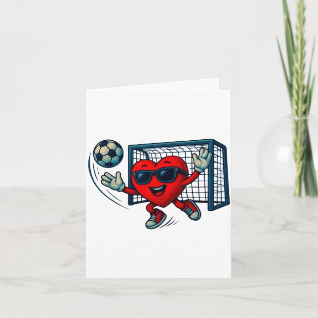 Tarjeta Valentines Day Soccer Goalkeeper Funny Heart Boys  (Anverso)