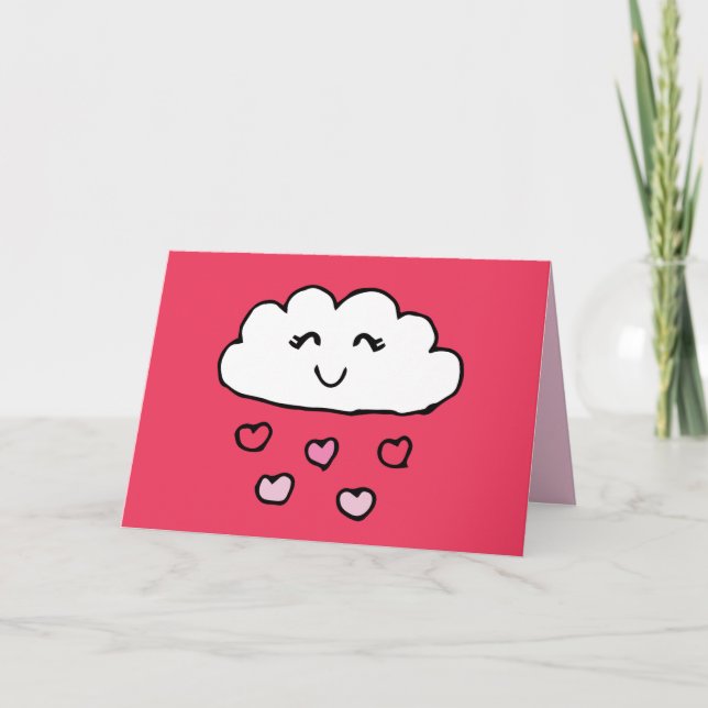 Tarjeta Valentines Doodles Love Heart Rain Cloud Love Art (Anverso)