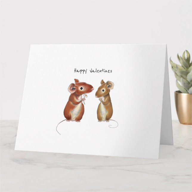 Tarjeta Valentines - Dos ratones dulces (Planta pequeña)