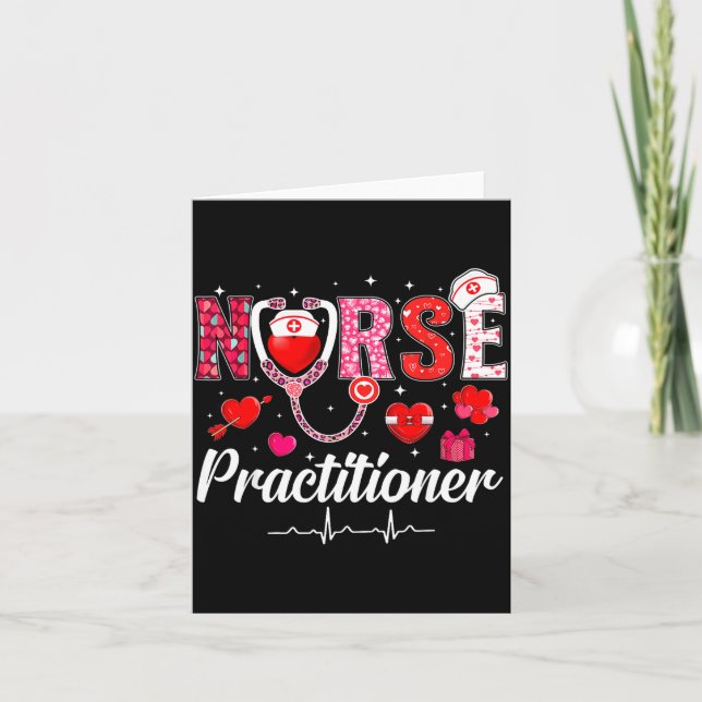 Tarjeta Valentines Nurse Practitioner Scrubs Nurse Life St (Anverso)