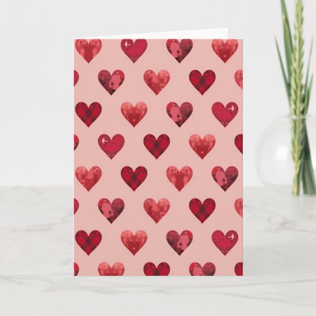 Tarjeta Valentines Plaid Hearts Card (Anverso)