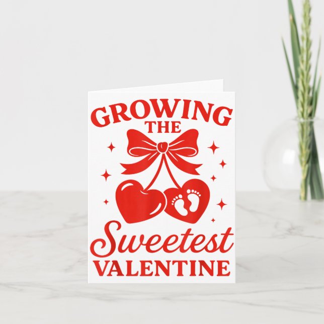 Tarjeta Valentines Pregnancy Announcement Growing Sweetest (Anverso)