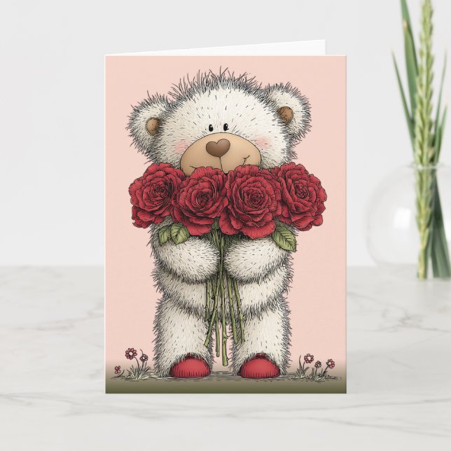 Tarjeta Valentines Teddy Bear (Anverso)