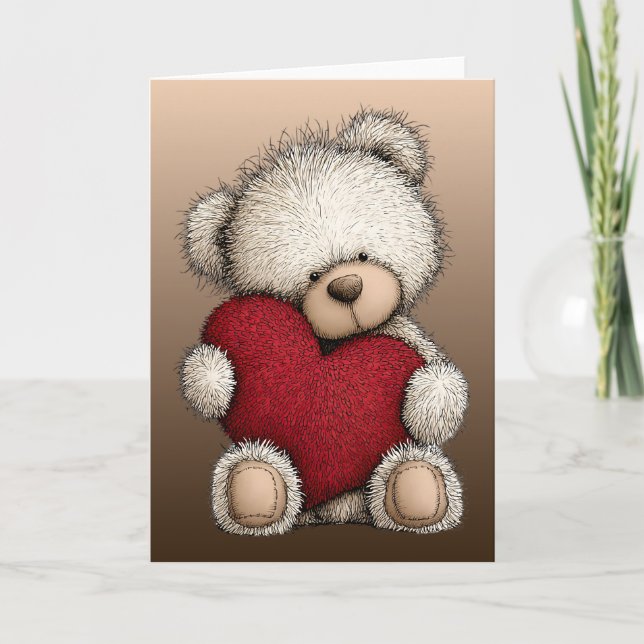 Tarjeta Valentines Teddy Bear (Anverso)