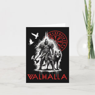 Tarjeta Valhalla Odin Wolf Y Raven Viking Gana Norse Co