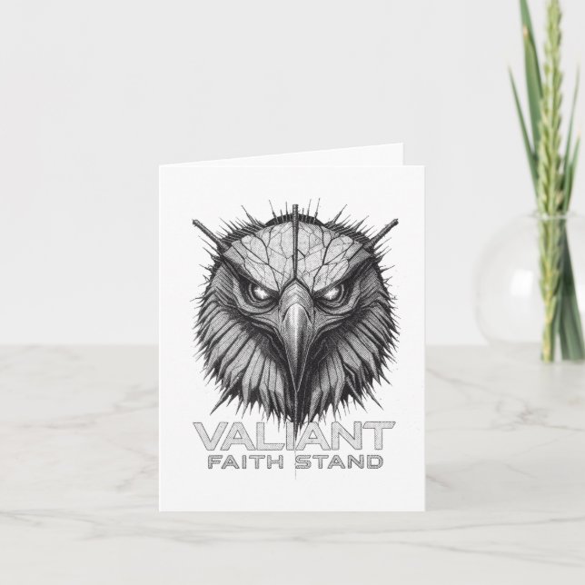 Tarjeta Valiant Faith Stand Eagle Christian Courage Streng (Anverso)