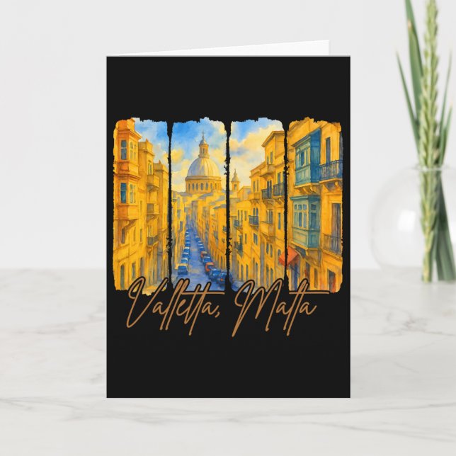 Tarjeta Valletta Malta Traveling Trip Brushstroke Valletta (Anverso)