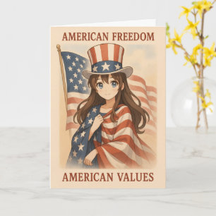 Tarjeta Valores Americanos Chica Anime