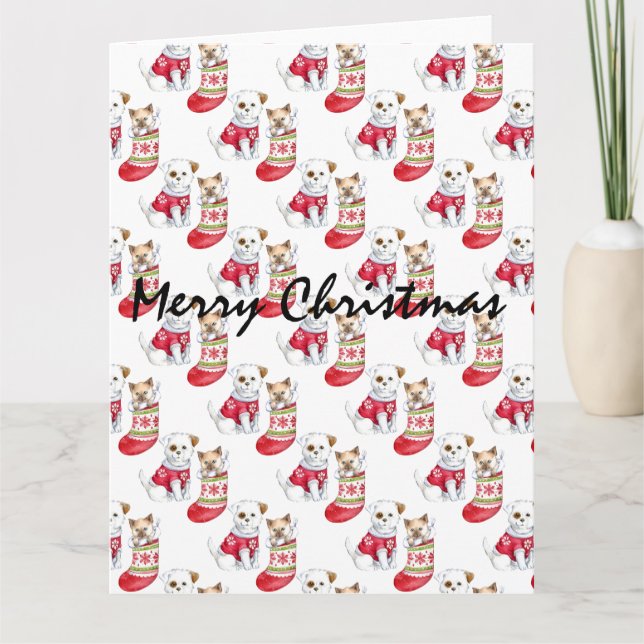 Tarjeta Valores de perros y gatos de navidades (Anverso)