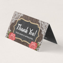 Tarjeta Valorización Rustica Floral de Madera y Lace