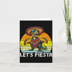 Tarjeta Vámonos fiesta dino mexicano trex cinco de mayo