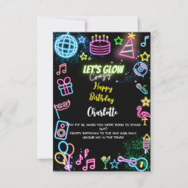 Tarjeta Vamos a brillar el loco neón feliz cumpleaños