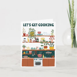Tarjeta VAMOS A COCINAR Ilustración de cocina linda person