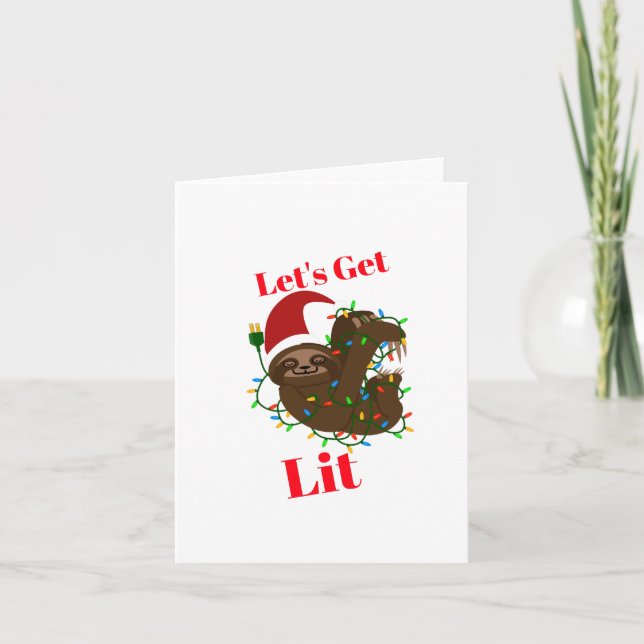 Tarjeta Vamos a conseguir Navidades livianos Sloth (Anverso)