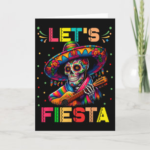 Tarjeta Vamos a Fiesta Cráneo de Azúcar Divertido Tocando