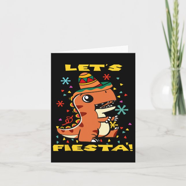 Tarjeta Vamos a Fiesta Dinosaurio Mexicano Cinco De Mayo T (Anverso)