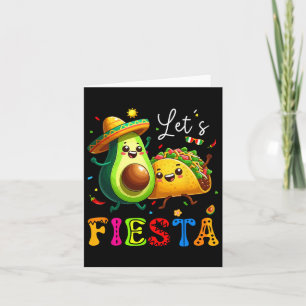 Tarjeta Vamos a Fiesta Taco Aguacate Divertido Cinco De Ma