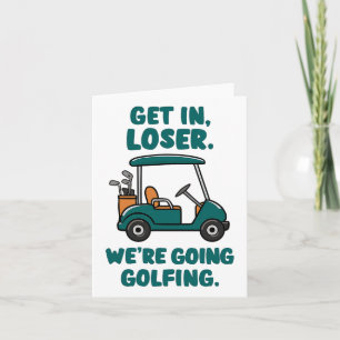 Tarjeta Vamos a jugar golf, el golf divertido, el retro go